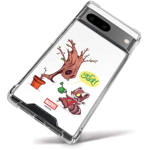 Marvel Rocket Raccoon and Groot Tall Tails Google Pixel 8 Clear Case